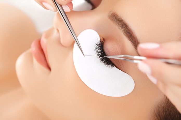 Woman Eye with Long Eyelashes. Eyelash Extension